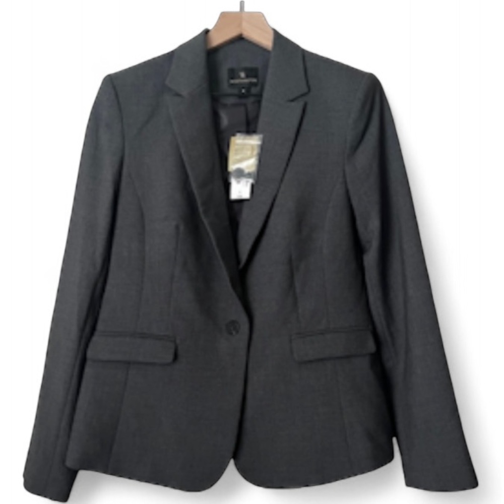 Worthington Classic Blazer Single Button Jacket Admiral Gray Lined 6 NWT